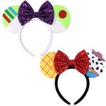 HXPLN 2 PCS Mouse Ears Headbands, Mouse Ears Bow Headbands Parks Ears for Adult Women Girls Party Costume Accessories