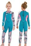 Gogokids Girls Wetsuit Kids Thermal Swimsuit - 2.5mm Neoprene Rash Guard Children One Piece Swimwear, All in One Sunsuit Sun Protection UV 50+ Diving Snorkelling Suit, Blue S