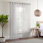 Eclipse Kiara Modern Sheer Voile Light Filtering Grommet Window Curtains for Bedroom (2 Panels), 54 in x 108 in, Silver