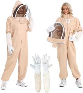 Combinaison d'apiculture pour homme et femme, taille L, avec voile à capuche et gants, pour apiculteur professionnel et débutant, blanc, L