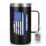 Qtencas Police Graduation Gifts, Thin Blue Line Police Coffee Mug, Police Academy Graduation Gifts for Men, Police Officer Gift for Him，Law Enforcement Gift for Cop Police, BD Christmas Gifts, 20oz