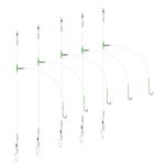 Luroad 5pcs Sea Fishing Rigs, Flapper Rigs Sea Fishing Hook Sizes 1, 2/0 for Beach Casting Shore Fishing Flounder, Whiting, Bass, Plaice (E. 5pcs- 1 hook- size 2/0)