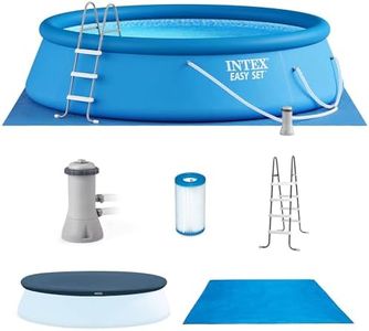 INTEX 26165EH Easy Set Inflatable Swimming Pool Set: 15ft x 42in – Includes 1000 GPH Cartridge Filter Pump – Removable Ladder – Pool Cover – Ground Cloth