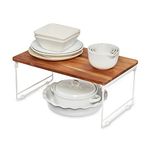 InterDesign The Ría Safford Collection by iDesign Acacia Wood and Wire Pantry Riser, 10" x 16", Coconut