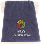 aztex Triathlon Gym Towel, Sweat Towel, Workout Towel, for triathletes, 30cm x 90cm - Navy