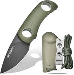 TONIFE Runer Fixed Blade Knife with Adjustable Kydex Sheath EDC Knife with 4.7cm Full Tang Blade Paracord Lanyard for Outdoor Camping Hiking (armygreen)