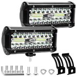 7inch LED Light Bar, 240W 24,000LM Offroad Fog Light Driving Lights LED Pods with Spot Flood Combo Beam, Waterproof Led Work Lights for UTV ATV Truck Boat, 2 Pack