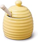 WM Bartleet & Sons 1750 T335 Traditional Porcelain Honey Pot with Beech Wood Dipper 11cm – Yellow