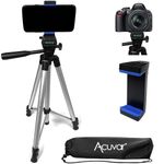 eCostConnection 50 Inch Aluminum Camera Tripod with Universal Smartphone Mount for ALL Smartphones + an eCostConnection Microfiber Cloth