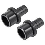 sourcing map PVC Pipe Fitting 20mm Barbed x 32mm OD Spigot Straight Tube Adapter Hose Quick Connector, Black Pack of 2