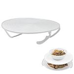 Jazooli Microwave Folding Round Tray Double Tier Plate Dish Bowl Holder Rack Cover Stack Stacker Stand Support Kitchen Cook Organiser Anti-Slip 2 in 1-24cm x 8cm