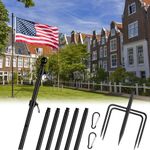 FIASON 8 FT Stainless Steel Tangle Free Flag Pole in Ground with 5 Pronges Base, Flag Poles for Outside House Residential or Commercial Flag Poles Kit(Black, Without Flag)