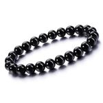 Jovivi Black Agate Onyx Stone Beads Chakra Bracelet Men Women Natural Black Semi Precious Gemstones Crystals Healing Reiki Chakra Yoga Beaded Bracelet Jewellery