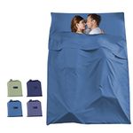 SOMOYA Sleeping Bag Liners Travel Camping Sheet Lightweight Hotel Sleeping Sack, Give You a Clean Environment When Outdoor, Blue, 63 x 82.6inch(160 x 210cm)
