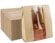 Acidea Paper Bread Loaf Bags with Window, 8.2 * 3.9 * 12.6 inch Kraft Food Packaging Storage Bakery Bags, Pack of 50