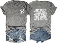 Let Them Misunderstand You T Shirts Womens Funny Letter Graphic Casual Short Sleeve Tops (1PC Printed Front and Back) Deep Grey