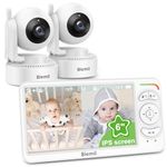 Blemil Baby monitor, Video Baby Monitor with 2 Cameras and Audio, 6 IPS Large Split Screen Remote Pan/Tilt/Zoom Baby Monitor, Video monitor cameras with clear night vision and 30hours battery Life