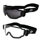 Birdz Eyewear Arch Safety Sky Diving Motorcycle Goggles for Men & Women ANSI Z78.1+ 3 Pairs Clear and Smoke Blue Mirror Lenses (Black-Clear/Smoke)