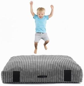 Givjoy Crash Pad for Kids Sensory Room, Extra Thick Foam Crash Mat with Washable Removable Cover, Non-Slip Play Mat with Handle for Calming Corner, Gym, Play Room, Living Room (Plush Grey,60"x60")