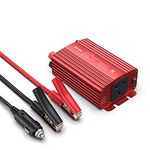 BESTEK 300W Pure Sine Wave Power Inverter DC 12V to AC 230V 240V with 4.2A Dual Smart USB Ports Car Adapter for Cars, Vessels, and Power Failure Emergencies (300W-Red)