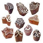 Royal Kraft Pottery Print Blocks Handcrafted Small Star Fruit Design Wooden Stamps -Set of 10