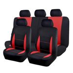 Flying Banner Flat Cloth Universal Fit Car Seat Covers Full Set with Airbag Compatible (Black and Red)