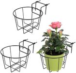 TQVAI 3 Pack Hanging Railing Planter Adjustable Deck Rail Planters, Plant Stand Flower Pot Holder Wire Baskets for Orchid, Patio Ledge, Balcony, Fit for 1.5” to 3.5” Railing, Black