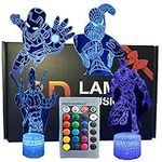 SNOMYRS 3D Illusion Super Hero Night Light Lamp 16 Color Changing Table Decor Lamp with Remote & Smart Touch, Gifts for Boys, Girls and Super Hero Fans(4Pack)