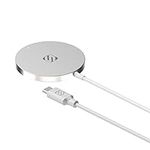 Scosche MSQPWT Magnetic Wireless Phone Charger, MagSafe Compatible Fast Charging Pad for iPhone 12, 13 and 14, Airpods, Earbuds with Wireless Charging Cases, & other Wireless Charging Devices, White