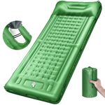 LILTSDRAE Camping Sleeping Pads，Extra Thick 5 Inch Inflatable Sleeping Mat with Pillow Built-in Pump，Oversized Mattress Super Portable Backpacking Sleeping Pad (Green, Single)