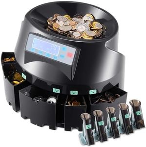 VEVOR USD Coin Counter & Coin Sorters with LCD Display, Coin Sorter Machine for USD Coin 1￠ 5￠ 10￠ 25￠ $1, Sorts up to 300 Coins/min, Change Counter Holds 2000 Coins Included 5 Coin Bins & 5 Tubes