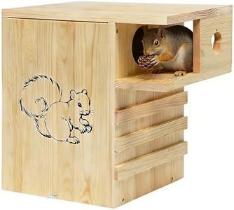 Large Squirrel House for Outside Nesting - Extra Large Squirrel House for Outside with Exterior Porch, Wooden Nesting Box Squirrel Chipmunks and Small Animals