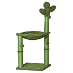 PawHut Cactus Cat Tree Tower for Indoor Cats Sisal Scratching Post with Hammock Bed Dangling Ball 40 x 40 x 96 cm