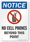 Kexle Notice - No Cell Phones Beyond This Point Sign 8x12 inchs Metal