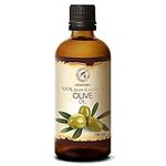 Olive Oil Cold Pressed 100ml - Olea Europaea Fruit Oil - Spain - 100% Pure Olive Oil & Natural - Extra Virgin - Best for Beauty - Massage - Spa - Wellness - Glass Bottle