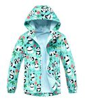 M2C Girls Waterproof Rain Jacket Floral Fleece Lined Lightweight Raincoat Panda 8-9