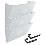 Acrimet Wall Mount Pocket File Organizer Holder (Hangers Included) (White Color) (3 Pack)