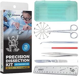 DR Instruments 61936PCT Precision Dissection Kit - 25-Piece Biology Kit - 8 Stainless Steel Instruments - Extra Blades & T-Pins - Biology Students & Faculty - Autoclavable Case in Assorted Colors