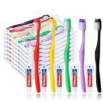 HAIFOTRVA 50 pcs Disposable Toothbrushes with Toothpaste,Single Use Toothbrush with Toothpaste Individually Wrapped Disposable Travel Toothbrushes Kit Bulk for Homeless,Airbnb,Hotel,Guests(5 Colors)
