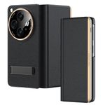 Midkart Magnetic Leather Flip Cover with Hinge Protection Compatible with OnePlus Open (Release 2023) Hard PC Built-in Kickstand Camera Protection Case, Black