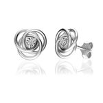 LeCalla Flaunt 925 Sterling Silver Stud Earrings Diamond Love Knot Earring for Women 0.01 Ct Diamonds Jewelry for Womens Girl and Teen