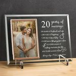 Unique Prints Design 20th Anniversary Platinum Gifts for Her or Him, 20 Year Wedding Anniversary Picture Frame for Wife or Husband, China Anniversary Marriage Presents for Couple