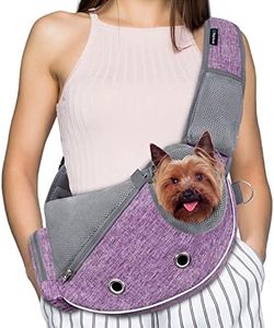 PetAmi Dog Sling Carrier for Small Dogs, Puppy Carrier Sling Purse, Pouch Carrying Bag to Wear Medium Cat, Adjustable Crossbody Pet Sling Travel, Breathable, Poop Bag Dispenser, Max 10 lbs, Purple