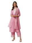 FIORRA Women's Pink Silk Blend Flared Kurta and Palazzo with Embroidered Dupatta SET0157