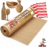 XFasten Honeycomb Packing Paper for Moving 15-Inch x 118-Feet Bubble Honeycomb Wrap, Reusable Honeycomb Wrapping Paper for Packing Cushion with 20 Fragile Stickers Packing Supplies