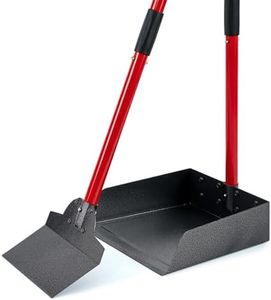Pooper Scooper for Large Dogs, Adjustable Long Handle Metal Tray and Spade Poop Scooper for Dogs with Bin for Pet Waste Removal, No Bending Clean Up Pooper Scooper for Medium and Large Dogs,Red