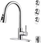 Kitchen Faucet with Air Gap: WOWOW Stainless Steel Kitchen Sink Faucet and Dishwasher Air Gap Kits for Kitchen Sink 2 or 4 Hole, Polished Chrome Kitchen Faucet Combo with Sprayer