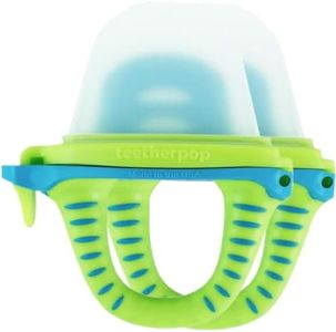 Teetherpop Fillable Silicone Teether for Babies (2-Pack) – Breastmilk Popsicle Molds for Teething w/Spill-Proof Sippy Slits – Baby Teethers for Liquid & Purée – Cooling Teething Relief (LimonTeal)