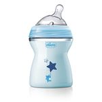 Chicco Natural Feeling 250ml Baby Milk Feeding Bottle with Wide Neck, Anti-Colic for Easy Milk Flow, For Babies & Toddlers 2m+ (Blue)