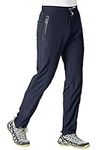 YSENTO Men's Joggers Pants Quick Dry Stretch Athletic Track Pants Zipper Pockets Dark Blue US M